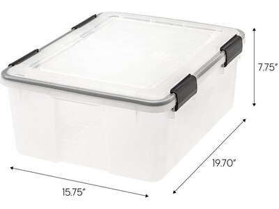 Iris WeatherPro Stackable Polypropylene Storage Box, 7.75 x 19.7 x 15.75, 30.6 Qt., Clear, 6/Pack