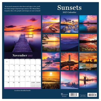 2027 TF Publishing Sunsets 12" x 12" Monthly Wall Calendar, Multicolored (27-1028)