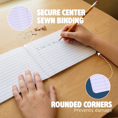 Roaring Spring Paper Products 1-Subject Junior Composition Notebooks, 7.5" x 4.875", Wide Ruled, 60 Sheets, Black (77122)