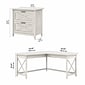 Bush Furniture Key West 60" L-Shaped Desk with 2-Drawer Lateral File Cabinet, Linen White Oak (KWS014LW)