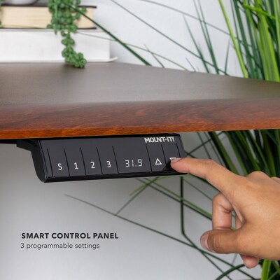 Mount-It! Dual Motor 60"W Electric Adjustable Standing Desk, Hazelnut Brown/Black (MI-18125)