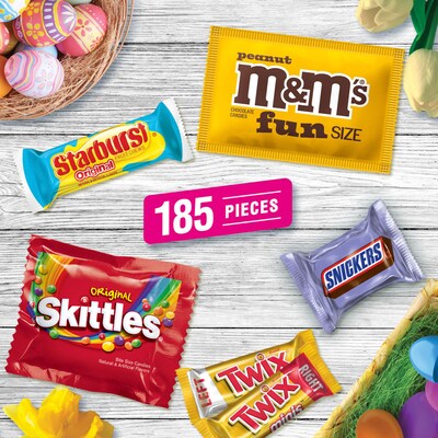 Mars Easter Basket Stuffers Miniatures Milk Chocolate and Fruity Candy Variety Bag, 75.5 oz., 185/Pieces (220-02580)