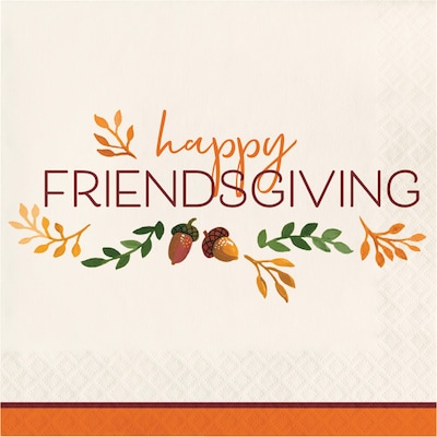 Creative Converting Fall Festivities Friendsgiving Paper Plates and Napkins Set, Serves 16, 48/Pack (DTC9029E2I)