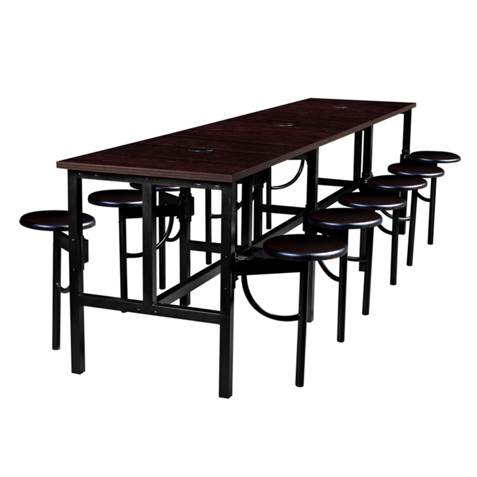 Regency Endure Standing Height Collaborative Table & Chair Set with 12 Pull-Out Stools, Walnut (9012-WLT-WLT)