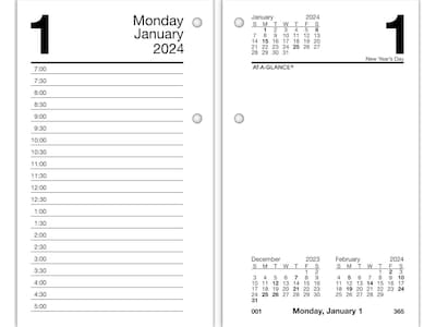2024 AT-A-GLANCE Recycled 6" x 3.5" Daily Desk Calendar Refill, White/Black (E717R-50-24)