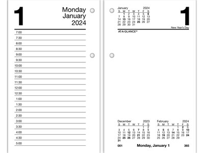 2024 AT-A-GLANCE Recycled 6" x 3.5" Daily Desk Calendar Refill, White/Black (E717R-50-24)