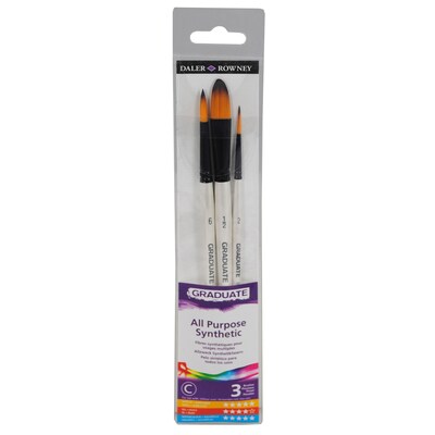 Daler-Rowney Graduate Synthetic Watercolor Brushes, 3/Set, 2 Sets/Bundle (DRWD212530009-2)