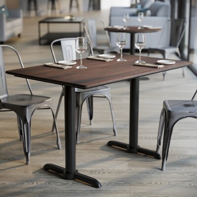 Flash Furniture Acadia Wooden Dining Table with T-Bases, 30"D x 48"W, Dark Brown/Black Base (ST3048WBRT0522)