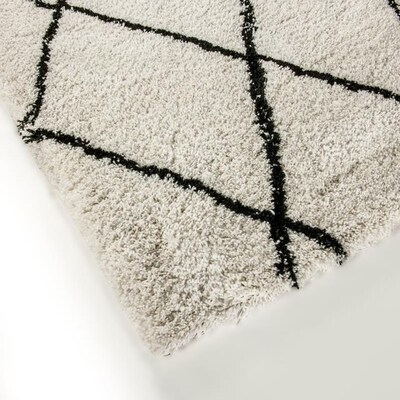 Flash Furniture Roxy Collection Polyester 89" x 62" Rectangular Handmade Rug, Ivory/Black (RCKJ1810700157)