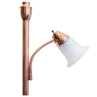Lalia Home Torchiere Floor Lamp with Reading Light and Marble Glass Shades, Rose Gold (LHF-3003-RG)