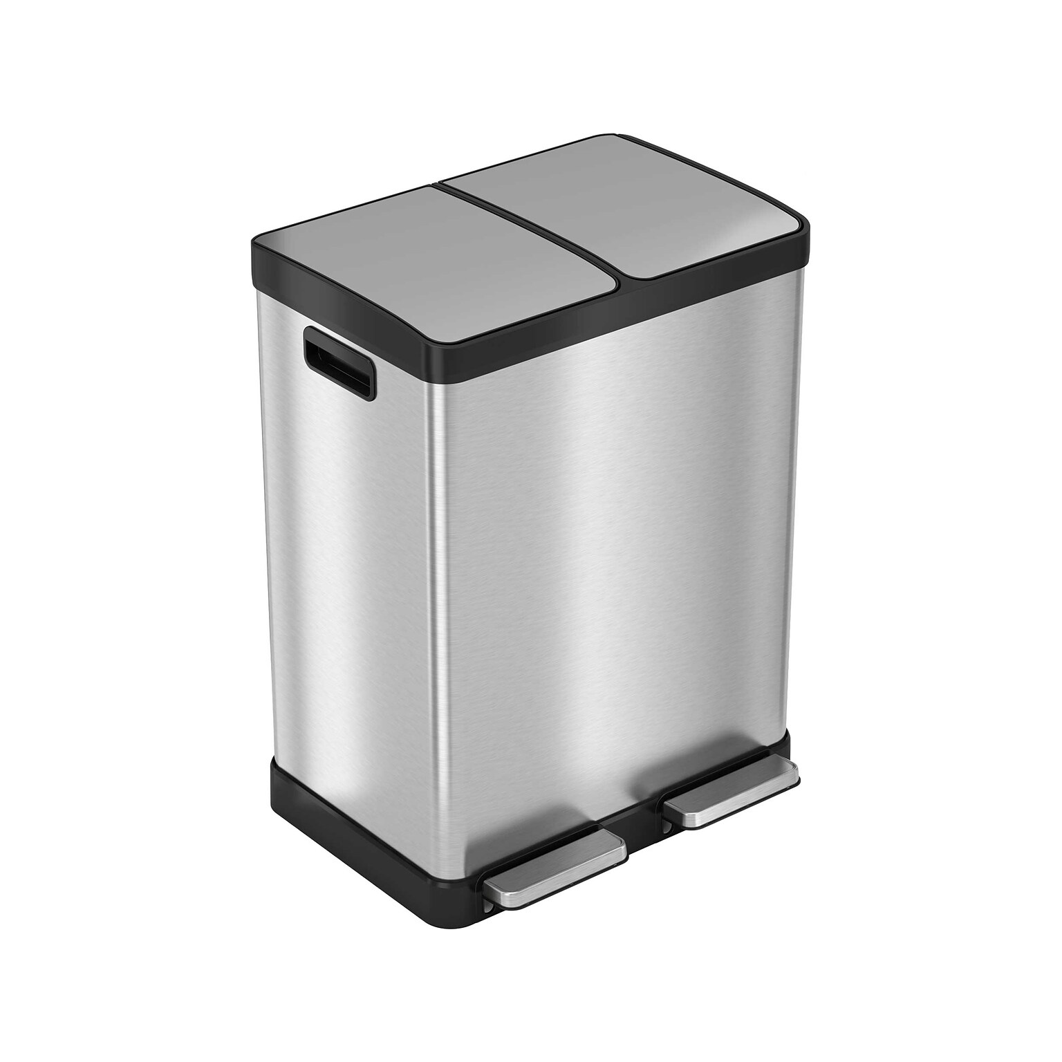HLS Commercial Stainless Steel Trash & Recycling Bin Combo, 16-Gallon, Silver (HLSS16RFR)
