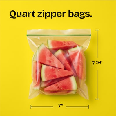 Glad Zipper Storage Bags, Quart, 25 Bags/Box (55052)