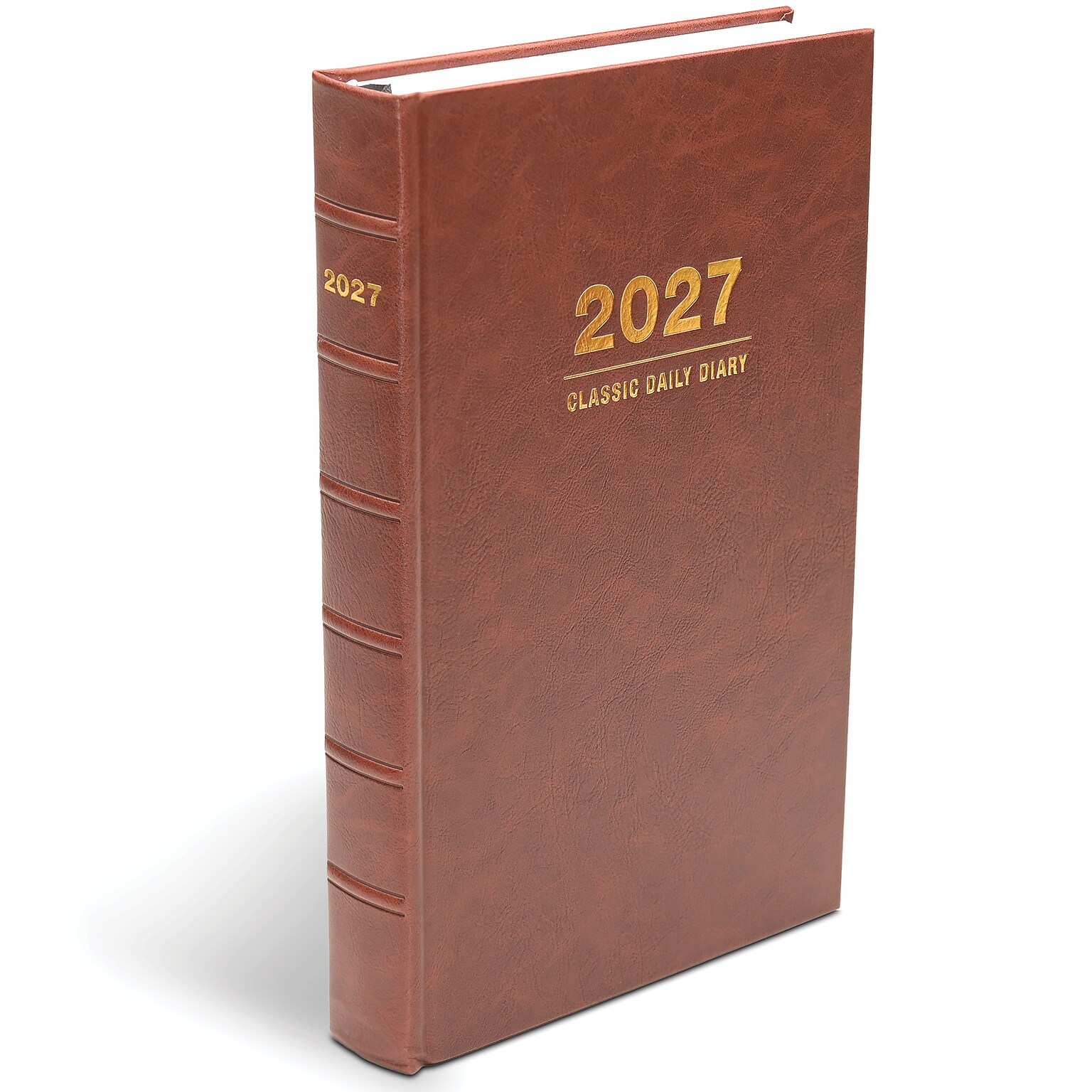 2027 Excello Brands 9 x 12.8 Daily Standard Planner, Paperboard Cover, Brown Leather (CD812-CY27-BN-L)