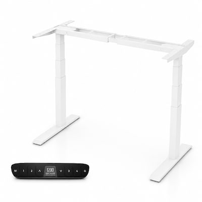 Uncaged Ergonomics Rise Up 3-stage Dual Motor Electric Standing Desk Frame, White, Desktop Not Included (RUW)