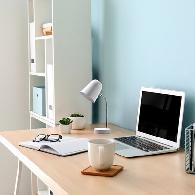 Simple Designs Sleek Essentials LED Desk Lamp, 15.28", Off White (LD1075-OFF)