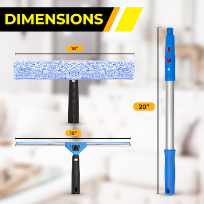 Gritt Commercial Pro Window Washing Kit with 18" Squeegee, 18" Washer and 20" Pole (GRI138-18)