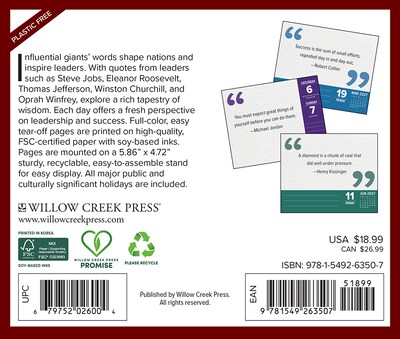 2027 Willow Creek Greatest Quotes From Great Leaders 5.4 x 6.2 Day-to-Day Calendar (63507)