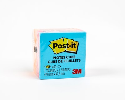 Post-it® Notes Cube, 2 in x 2 in, Assorted Bright Colors, 400 Sheets/Cube