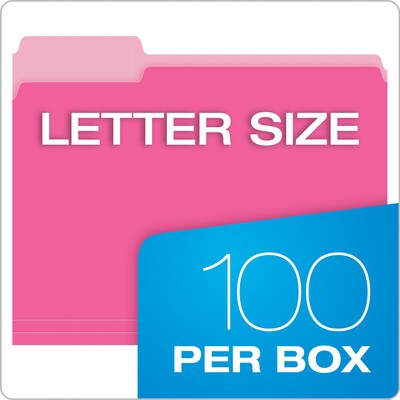 Pendaflex Recycled File Folder, 1/3-Cut Tab, Letter Size, Pink, 100/Box (42101/3PIN)