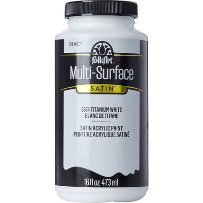 FolkArt Acrylic Paint Multi-Surface Satin, 16oz., Titanium White, 2/Pack (FLK6374-2)