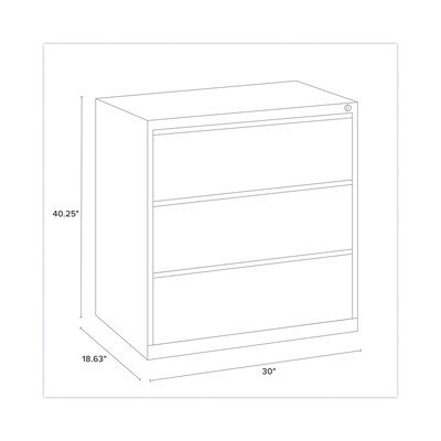 Hirsh Industries® Lateral File Cabinet, 3 Letter/Legal/A4-Size File Drawers, Putty, 30 x 18.62 x 40.25