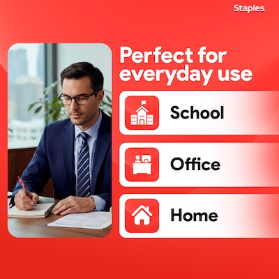 Staples Retractable Gel Pens, Fine Point, Red Ink, 12 Pack – Smooth Writing, Quick-Dry Pens for Notes, Editing & Office Use