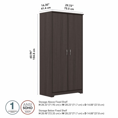 Bush Furniture Cabot 61"H Tall Storage Cabinet with 4 Shelves, Heather Gray (WC31799)