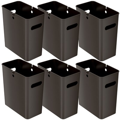 iTouchless SlimGiant Polypropylene Trash Can with no Lid, Mocha Black, 4.2 gal., 6/Pack (SG103Bx6)