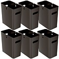 iTouchless SlimGiant Polypropylene Trash Can with no Lid, Mocha Black, 4.2 gal., 6/Pack (SG103Bx6)