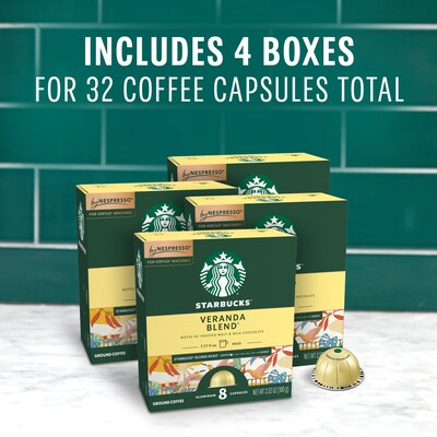 Starbucks Veranda Blend Coffee Nespresso Vertuo Capsules, Light Roast, 32/Box (117665)