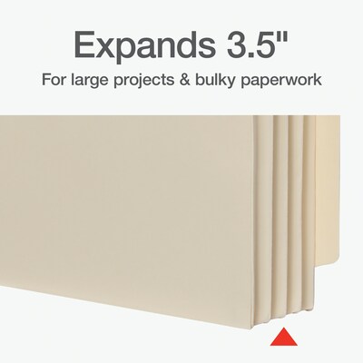 Pendaflex Reinforced File Pocket, 3 1/2" Expansion, Legal Size, Manila, 25/Box (22812)