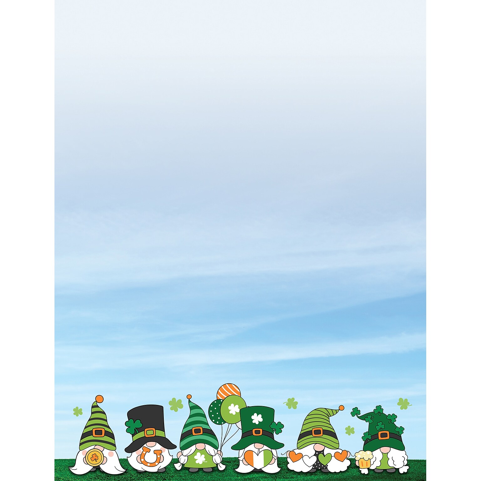 Great Papers Sky Party Irish Gnomes Everyday Letterhead, Multicolored, 50 Sheets/Pack (2025003)