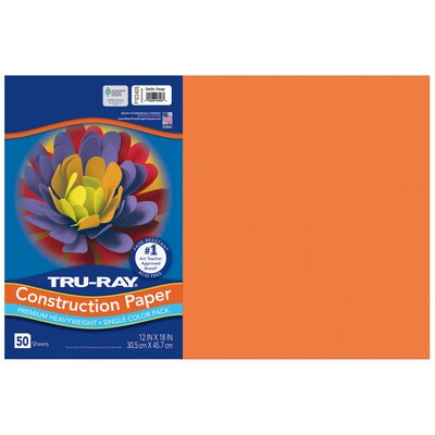 Tru-Ray 12 x 18 Construction Paper, Electric Orange, 50 Sheets/Pack, 3 Packs/Bundle (PAC103405-3)