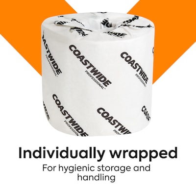 Coastwide Professional Toilet Paper, 1-ply, White, 1000 Sheets/Roll, 96 Rolls/Carton