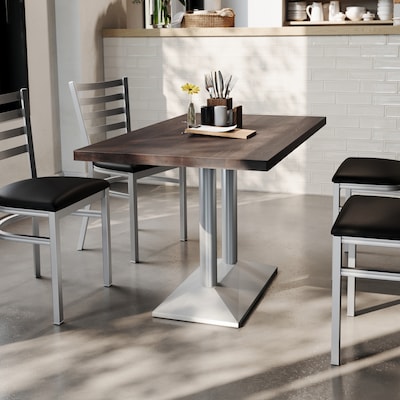 Flash Furniture Bennett Wooden Commercial Indoor Table, 48 x 30, Dark Brown Top/Silver Base (GSF3048DBTB002S)