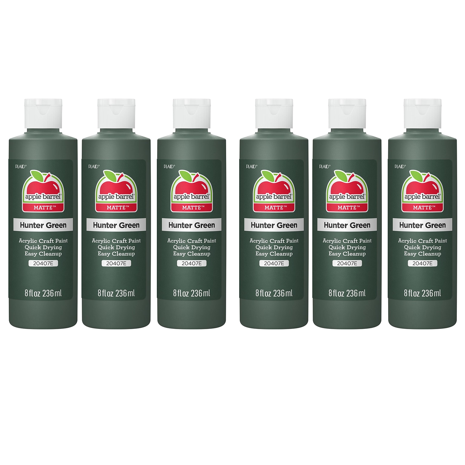 Apple Barrel Acrylic Paint Matte, 8oz., Hunter Green, 6/Pack (APP20407E-6)