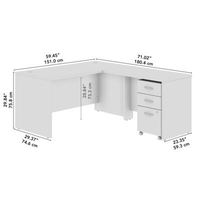 Bush Business Furniture Westfield 60"W L Shaped Desk with 42W Return and Mobile File Cabinet, Mocha Cherry (SRC168MRSU)