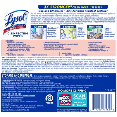 Lysol Disinfecting Wipes, Lemon and Lime Blossom, 80/Box (1920077182)