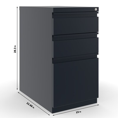 Quill Brand® 3-Drawer Vertical File Cabinet, Locking, Black, Letter, 22.88"D (25170D)