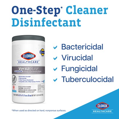 Clorox Healthcare VersaSure Cleaner Disinfectant Wipes, 110 Wipes/Container (31759)