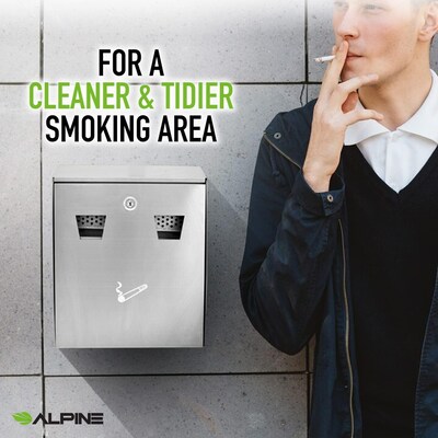 Alpine Industries Stainless Steel Outdoor Cigarette Receptacle, Silver (490-01-SS)