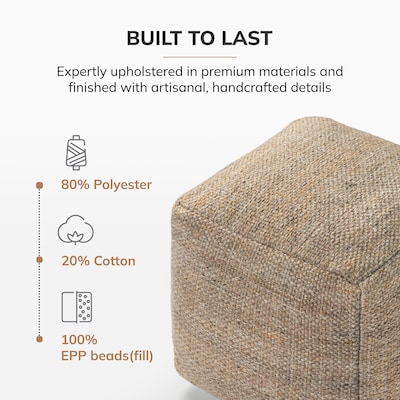 Anji Mountain Sierra Cocoa Fabric Square Pouf Ottoman (AMBPF178-1616)