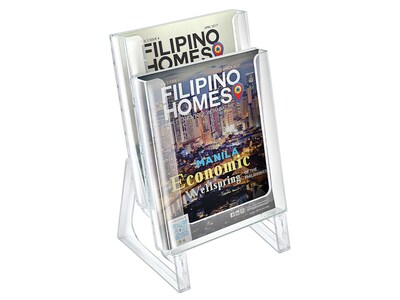 Azar 2-tier Modular Brochure Holder, 8.5 x 11, Clear Styrene, 2/Pack (252333)