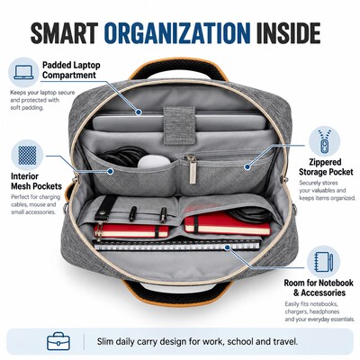 VanGoddy Laptop Messenger, Gray Nylon (LAPLEA022)