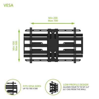 Kanto Long Extension Full Motion TV Wall Mount for 50" - 100" TVs, Black (PDX700)