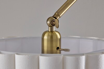 Adesso Caldwell 62"H Antique Brass Floor Lamp with White Linen Shade (4229-21)