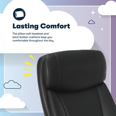 Serta Torrington Ergonomic Polyurethane Big & Tall Chair, 400 lb. Capacity, Black (52399-BLK)