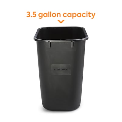 Coastwide Professional™ Indoor Trash Can Without Lid, Black Soft Molded Plastic, 3.5 Gallon (CW56428)