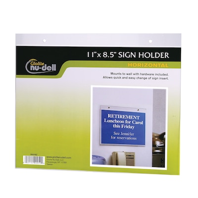 NuDell Indoor Wall Sign Holder, 11 x 8.5, Clear (38008)