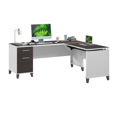 Bush Furniture Somerset 72W 3 Position Sit to Stand L Shaped Desk, Storm Gray/White (SET014SGWH)